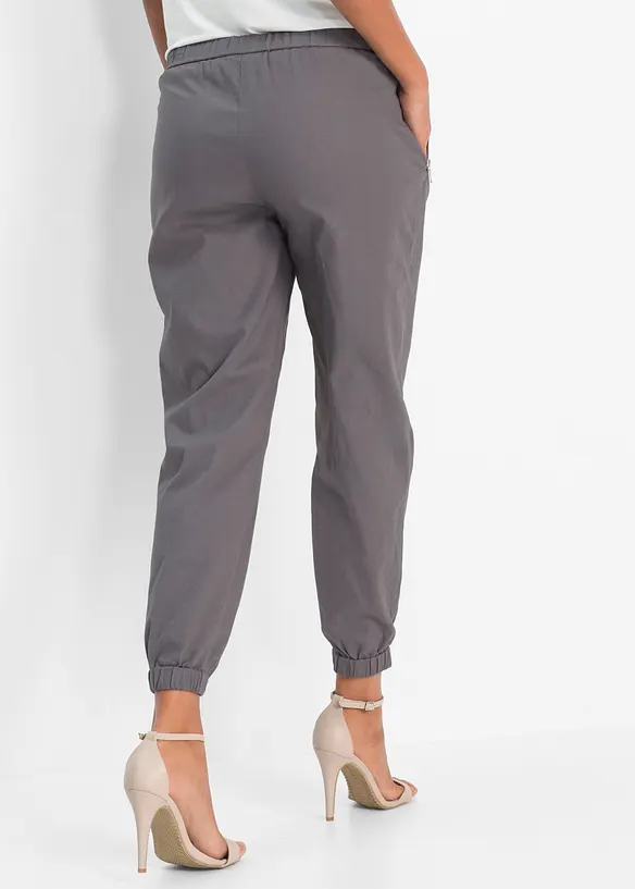 7/8-Hose aus luftigem Leinen-Mix in grau von hinten - bonprix
