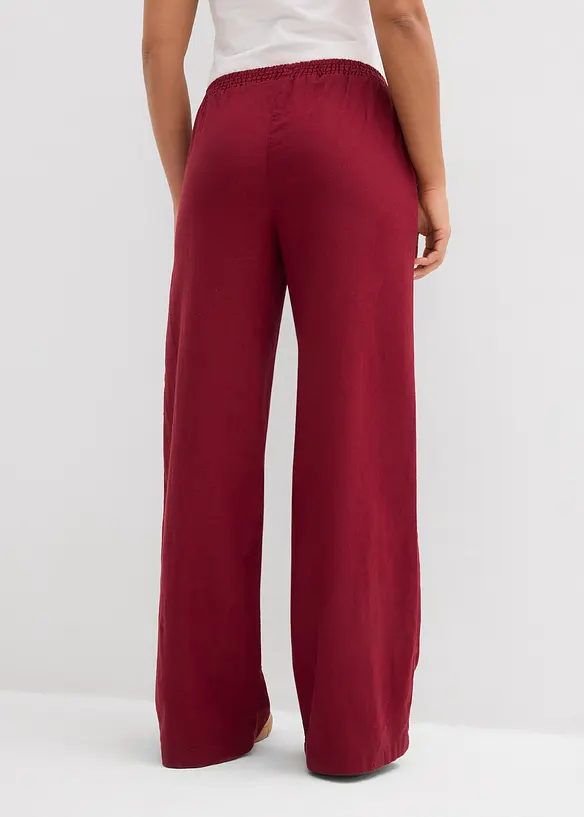 Palazzo-Hose aus Leinen-Viskose-Mix in rot von hinten - bonprix