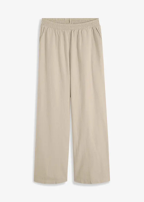 Palazzo-Hose aus Leinen-Viskose-Mix in beige von vorne - bonprix