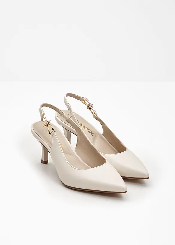Slingpumps mit schmalem Absatz in beige - bonprix