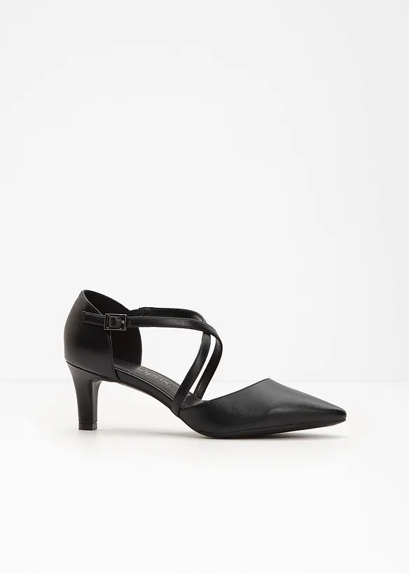 Spangenpumps mit schmalem Absatz in schwarz - bonprix