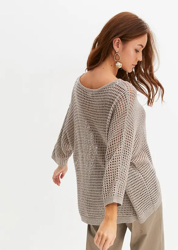 Ajour-Pullover aus Viskose-Mix in braun von hinten (im Anschnitt) - bonprix Ajour-Pullover aus Viskose-Mix in braun von hinten (im Anschnitt) - bonprix
