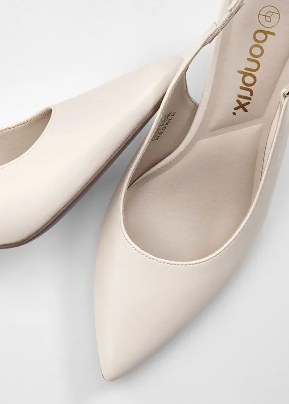 Slingpumps mit schmalem Absatz in beige - bonprix