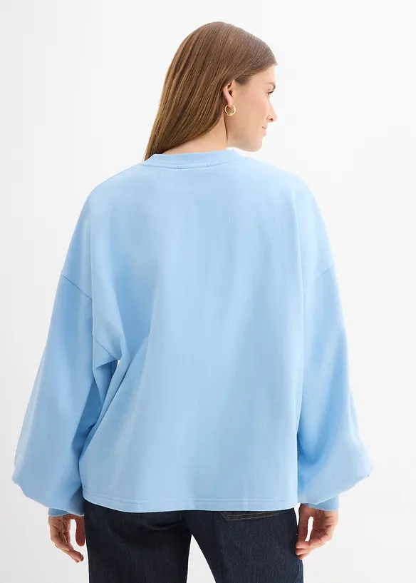 Oversize-Sweatshirt aus reiner Bio-Baumwolle in blau von hinten (im Anschnitt) - bonprix