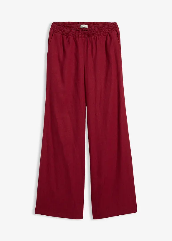 Palazzo-Hose aus Leinen-Viskose-Mix in rot von vorne - bonprix