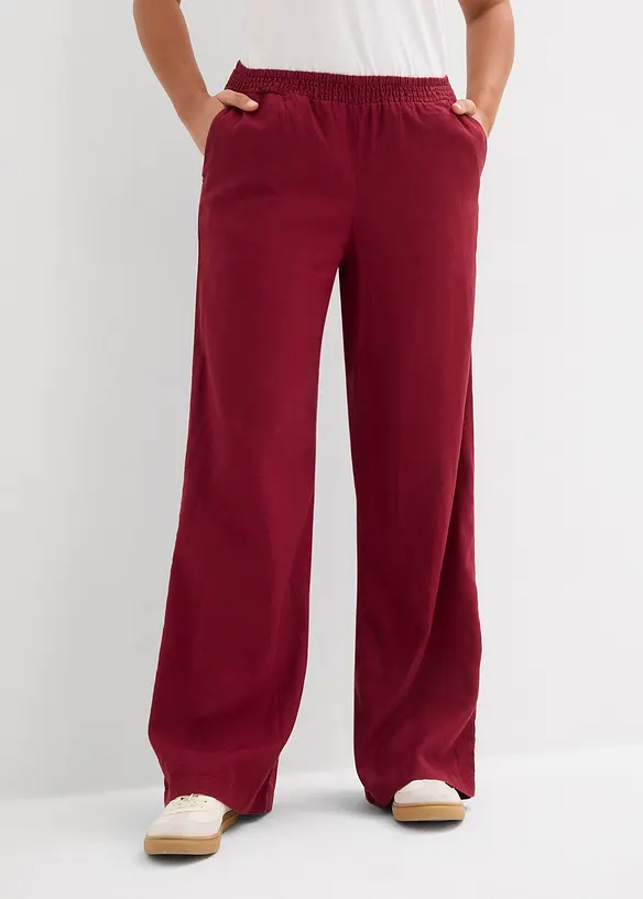 Palazzo-Hose aus Leinen-Viskose-Mix in rot von vorne - bonprix