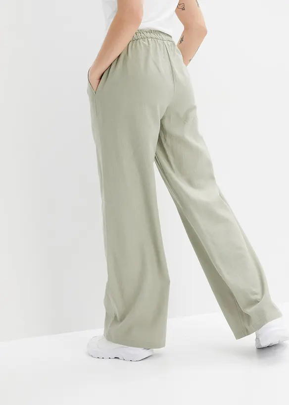 Palazzo-Hose aus Leinen-Viskose-Mix in grün von hinten - bonprix Palazzo-Hose aus Leinen-Viskose-Mix in grün von hinten - bonprix