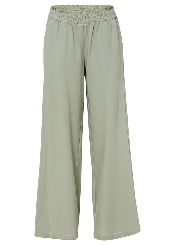 Palazzo-Hose aus Leinen-Viskose-Mix in grün von vorne - bonprix Palazzo-Hose aus Leinen-Viskose-Mix in grün von vorne - bonprix