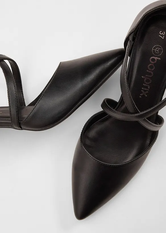 Spangenpumps mit schmalem Absatz in schwarz - bonprix
