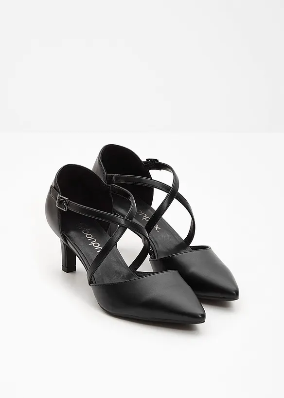 Spangenpumps mit schmalem Absatz in schwarz - bonprix