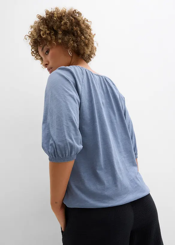 Shirt aus reiner Bio-Baumwolle in blau von hinten (im Anschnitt) - bonprix