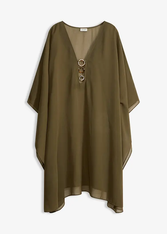 Strandtunika aus leichtem Chiffon in grün von vorne - bonprix