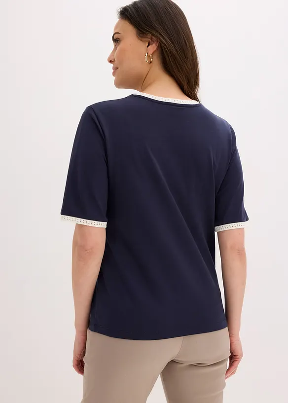 Shirt mit Spitzenborte in blau von hinten (im Anschnitt) - bonprix Shirt mit Spitzenborte in blau von hinten (im Anschnitt) - bonprix
