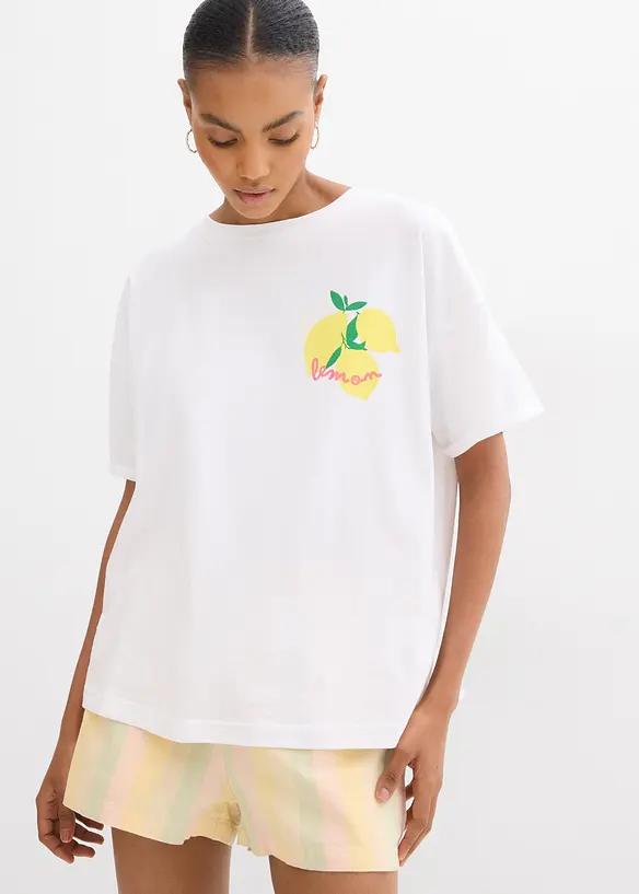Oversize-Shirt aus reiner Bio-Baumwolle in weiß von vorne (im Anschnitt) - bonprix Oversize-Shirt aus reiner Bio-Baumwolle in weiß von vorne (im Anschnitt) - bonprix