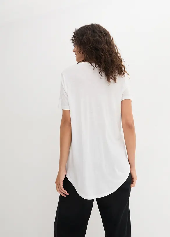 Longshirt aus softer Viskose in weiß von hinten (im Anschnitt) - bonprix