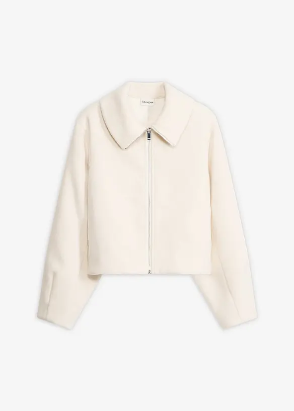 Gefütterte Oversize Jacke in weiß von vorne - bonprix