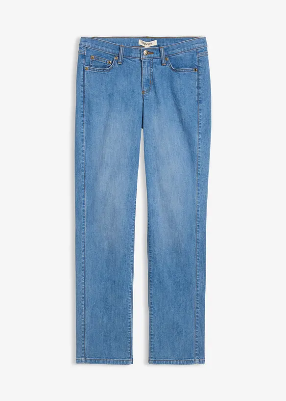 Straight Jeans Mid Waist, Stretch in blau von vorne - bonprix
