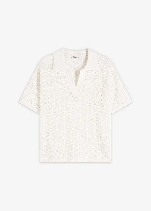 Ajour-Pullover in weiß von vorne - bonprix