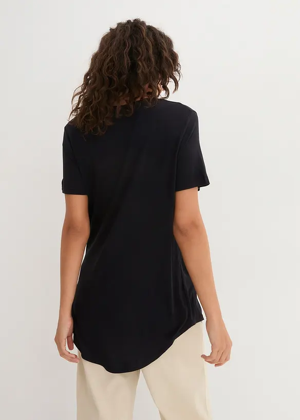 Longshirt aus softer Viskose in schwarz von hinten (im Anschnitt) - bonprix