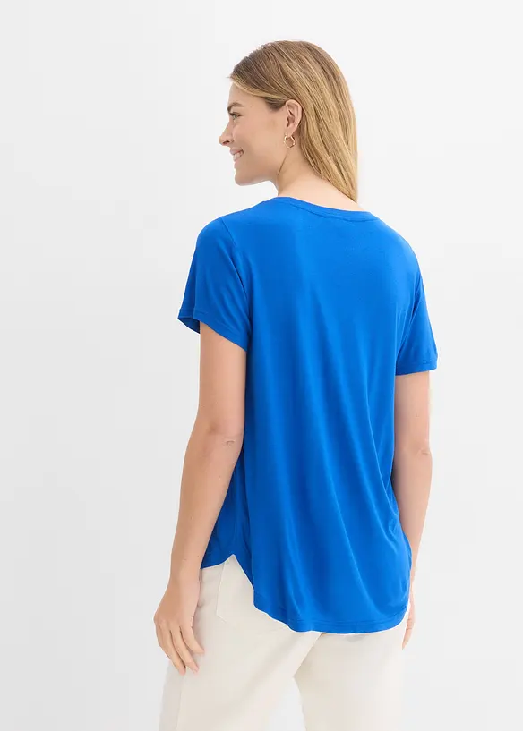 Longshirt aus softer Viskose in blau von hinten (im Anschnitt) - bonprix