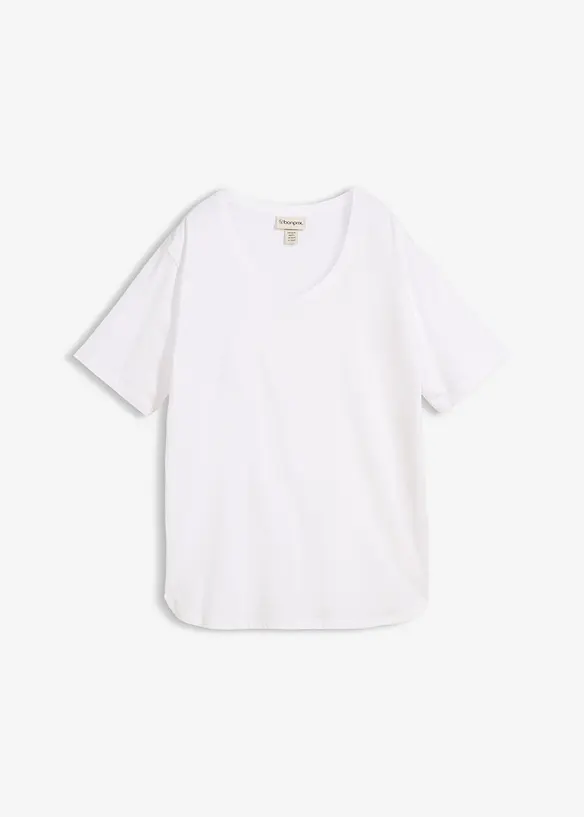 Weites T-Shirt aus Bio-Baumwolle in weiß von vorne - bonprix