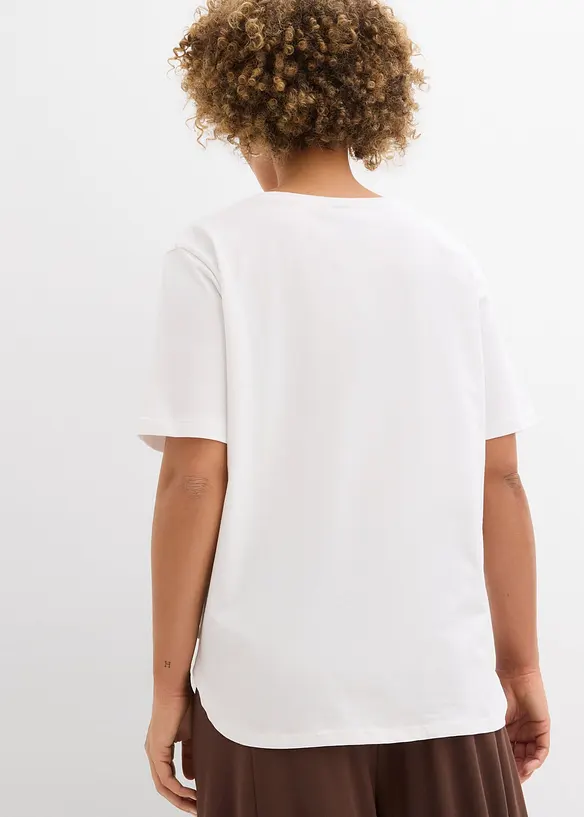Weites T-Shirt aus Bio-Baumwolle in weiß von hinten (im Anschnitt) - bonprix
