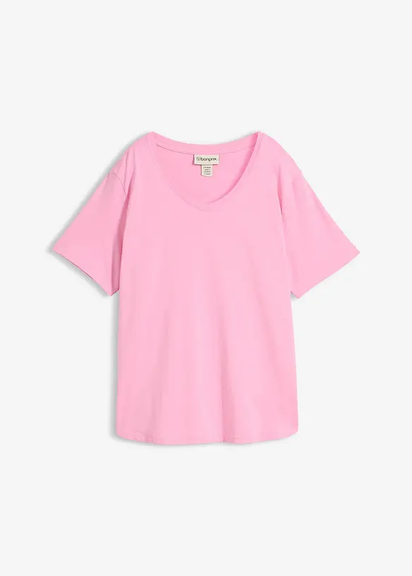 Weites T-Shirt aus Bio-Baumwolle in rosa von vorne - bonprix