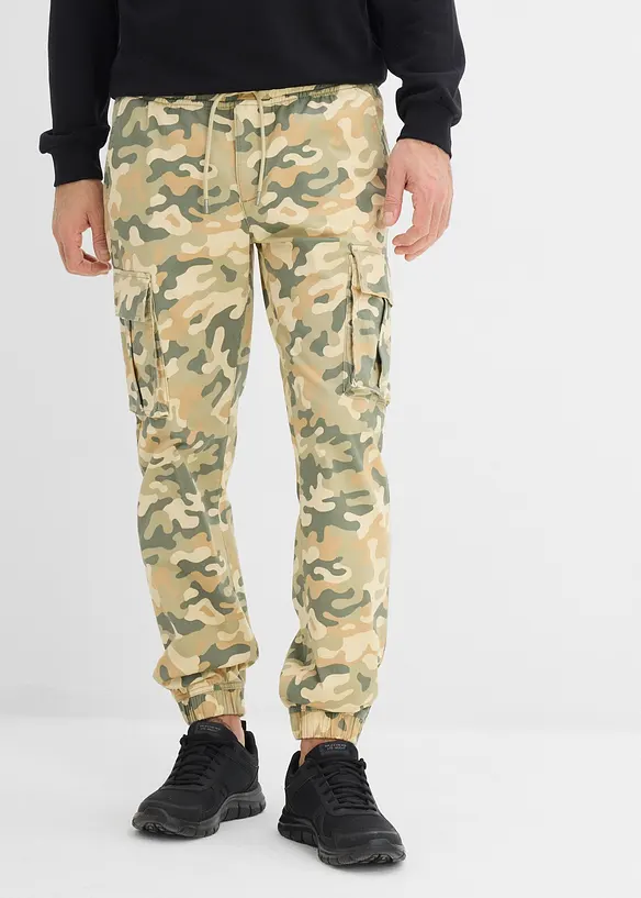 Regular Fit Schlupf-Cargohose, Straight in beige von vorne - bonprix