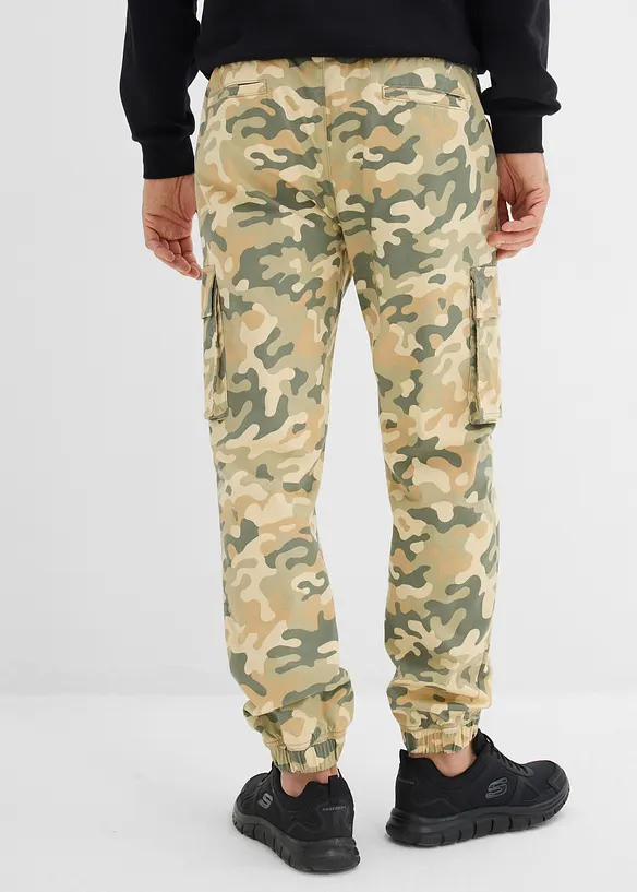 Regular Fit Schlupf-Cargohose, Straight in beige von hinten - bonprix