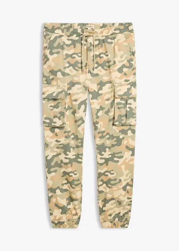 Regular Fit Schlupf-Cargohose, Straight in beige von vorne - bonprix