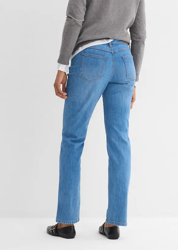 Straight Jeans Mid Waist, Stretch in blau von hinten - bonprix