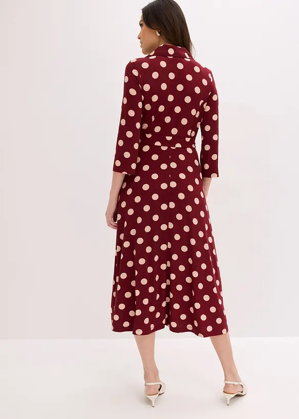 Hemdblusenkleid mit Bindeband (2-tlg.Set) in rot von hinten (Totalaufnahme) - bonprix