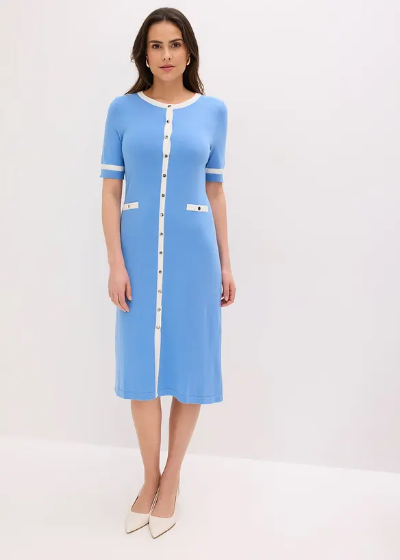 Strickkleid mit Viskose in blau von vorne (Totalaufnahme) - bonprix Strickkleid mit Viskose in blau von vorne (Totalaufnahme) - bonprix