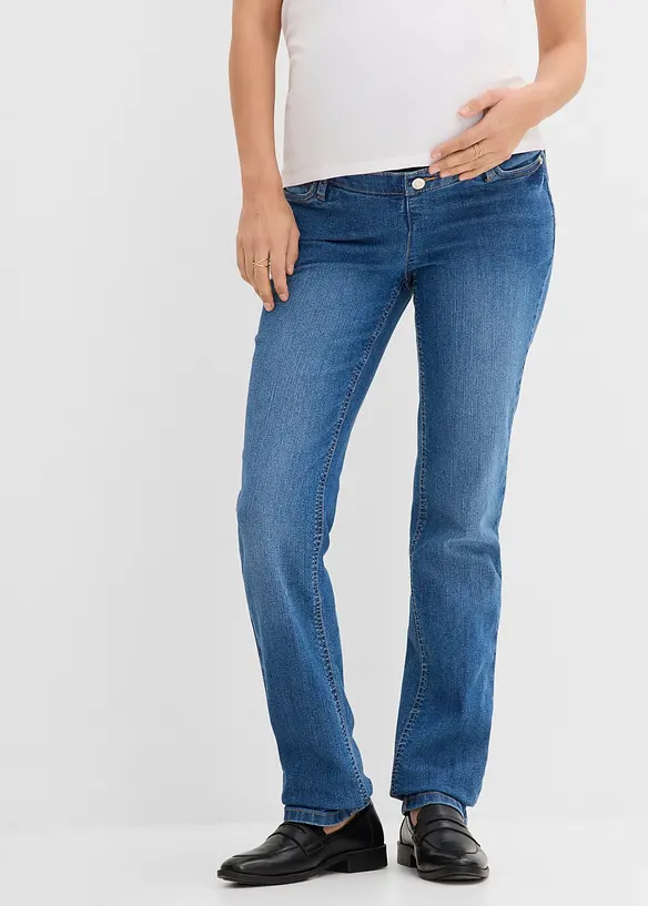 Umstandsjeans aus Bio-Baumwolle, Straight Leg in blau von vorne - bonprix