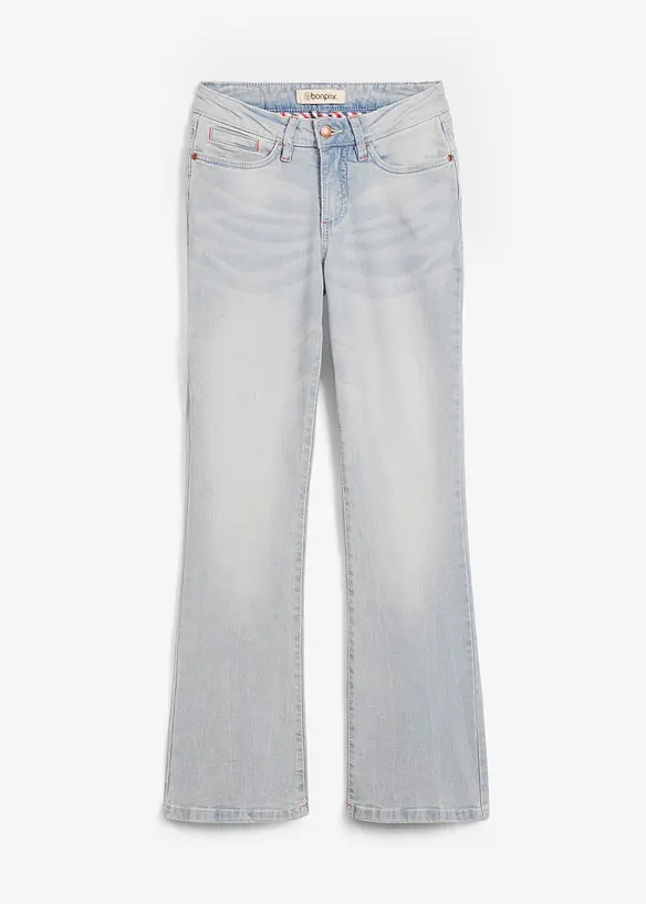 Bootcut Jeans Mid Waist, Stretch in blau von vorne - bonprix