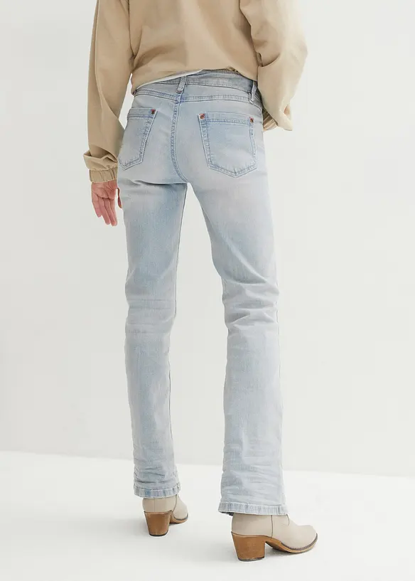 Bootcut Jeans Mid Waist, Stretch in blau von hinten - bonprix