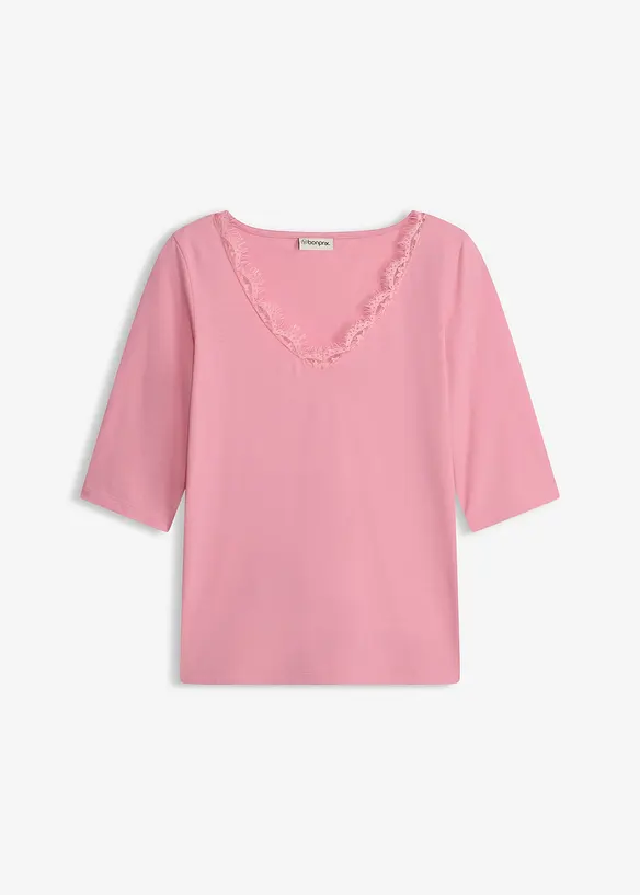 Shirt mit Spitze in rosa von vorne - bonprix Shirt mit Spitze in rosa von vorne - bonprix