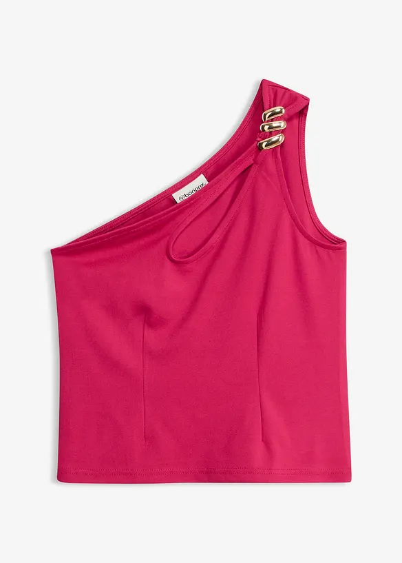 One-Shoulder-Top mit Schmuck-Detail in pink von vorne - bonprix
