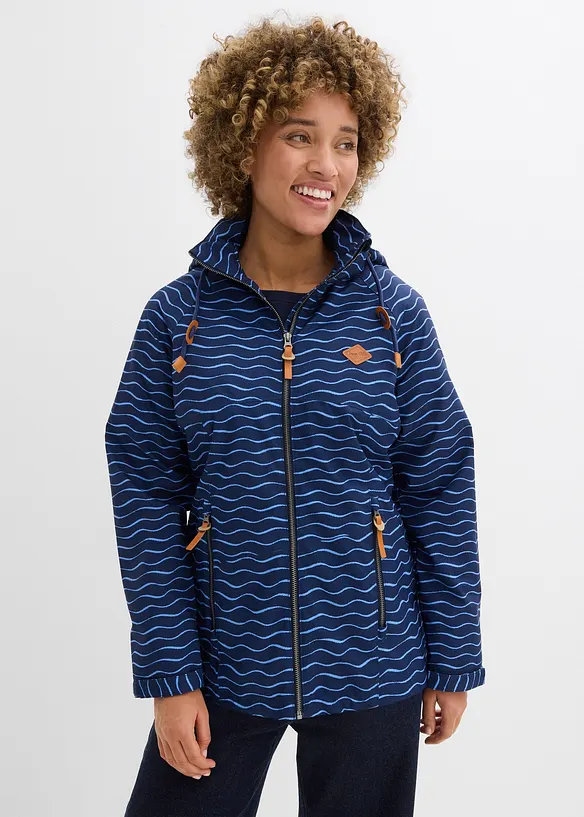 wasserdichte  Funktions-Jacke in blau von vorne (im Anschnitt) - bonprix