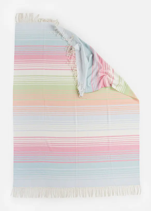 hochwertige Kuscheldecke mit Fransen in rosa von vorne - bonprix