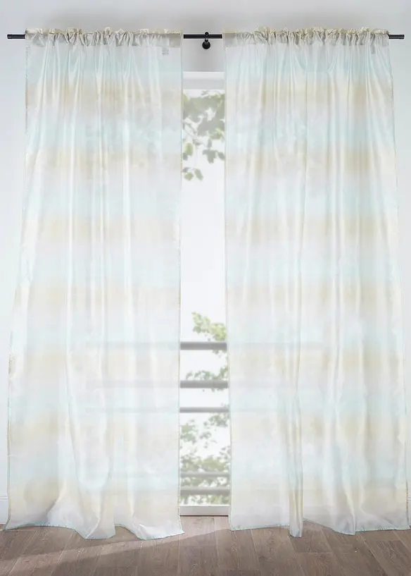 Gardine mit Glanz-Effekt und verdeckten Schlaufen (1er Pack) in beige - bonprix