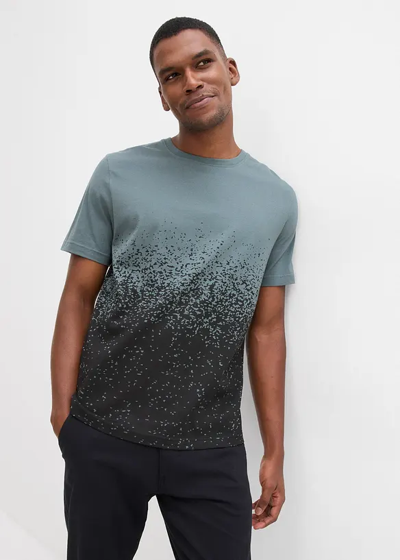 T-Shirt aus reiner Bio-Baumwolle in grün von vorne (im Anschnitt) - bonprix