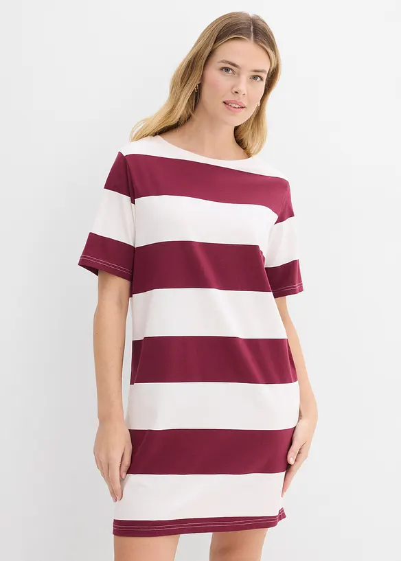 Shirtkleid aus reiner Bio-Baumwolle in rot von vorne (Totalaufnahme) - bonprix