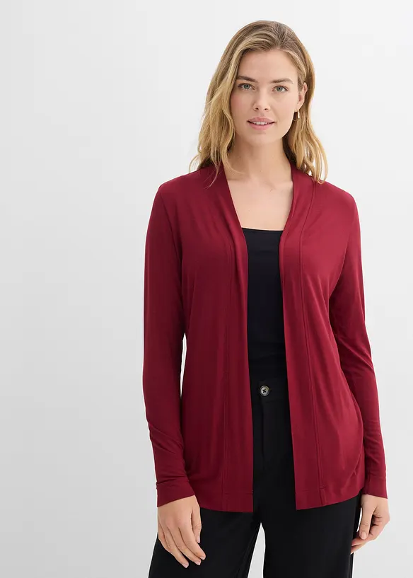 Shirtjacke aus softem Viskose-Mix in rot von vorne (im Anschnitt) - bonprix