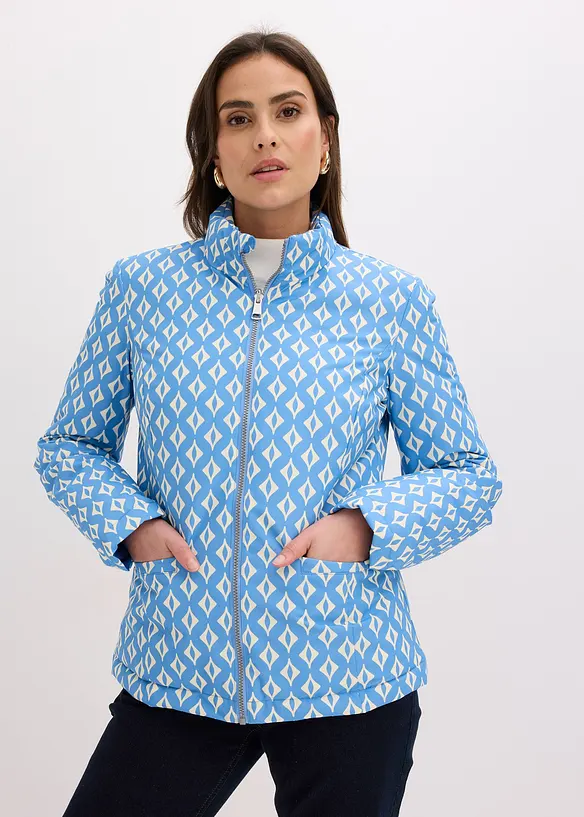 leichte Wende- Steppjacke mit Druck in blau von vorne (im Anschnitt) - bonprix