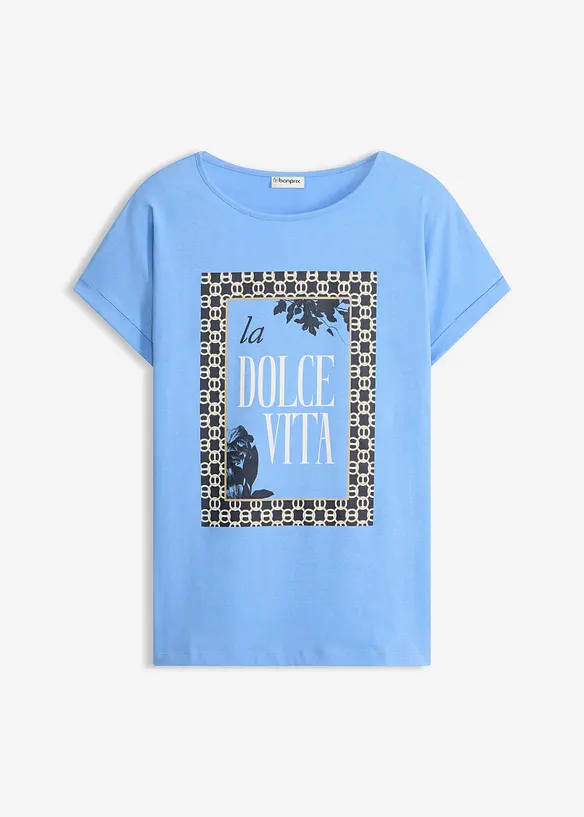 Shirt aus reiner Bio-Baumwolle in blau von vorne - bonprix Shirt aus reiner Bio-Baumwolle in blau von vorne - bonprix