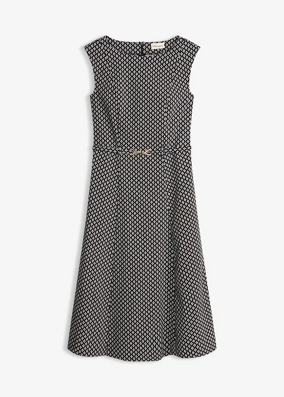 Kleid mit Gürtel in schwarz von vorne - bonprix Kleid mit Gürtel in schwarz von vorne - bonprix