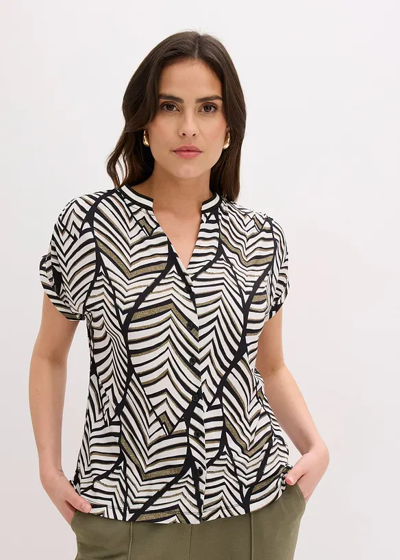 Shirtbluse in schwarz von vorne (im Anschnitt) - bonprix