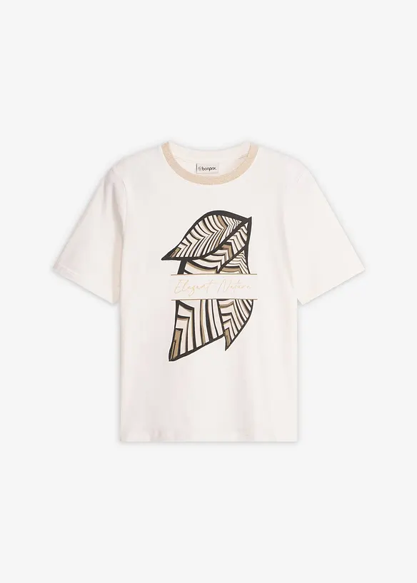 Shirt aus Bio-Baumwolle in weiß von vorne - bonprix