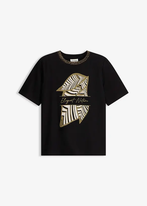 Shirt aus Bio-Baumwolle in schwarz von vorne - bonprix